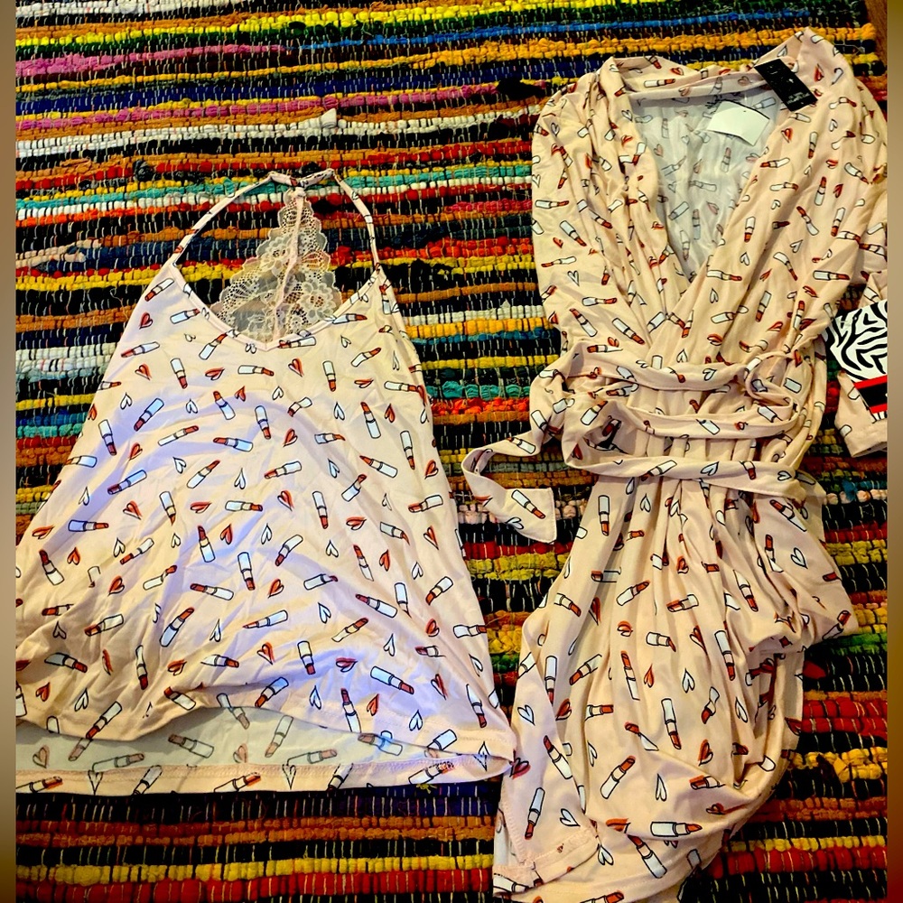 Robe and Tank Top Pajama Set